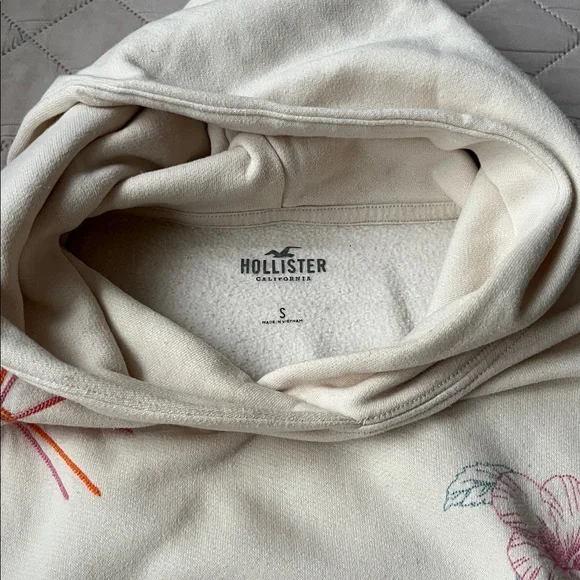 Hollister Cream Hoodie with Pink and Blue Accents - Picture 4 of 4